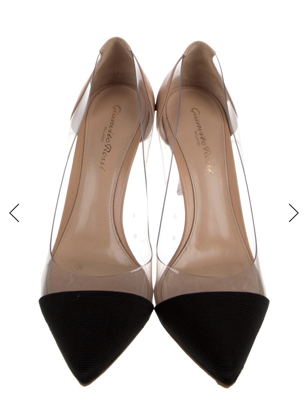 Gianvito Rossi Clear PVC Pumps with Black Pointed Toe